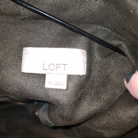 Loft XS Green Faux Suede Moto Jacket - Picture 4 of 4